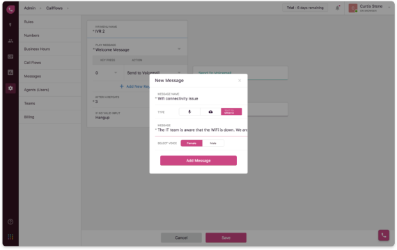 Pre recorded message
