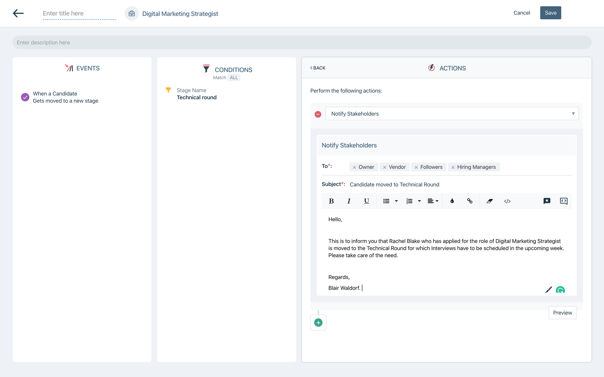 Automate recruiting tasks