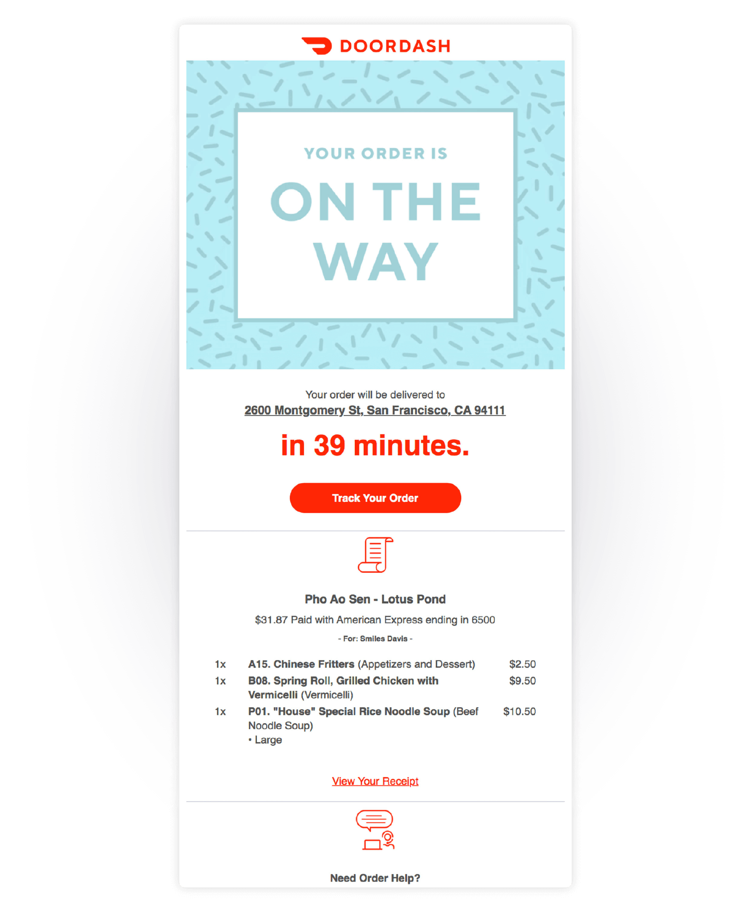 ejemplo de email transaccional para confirmación de pedido