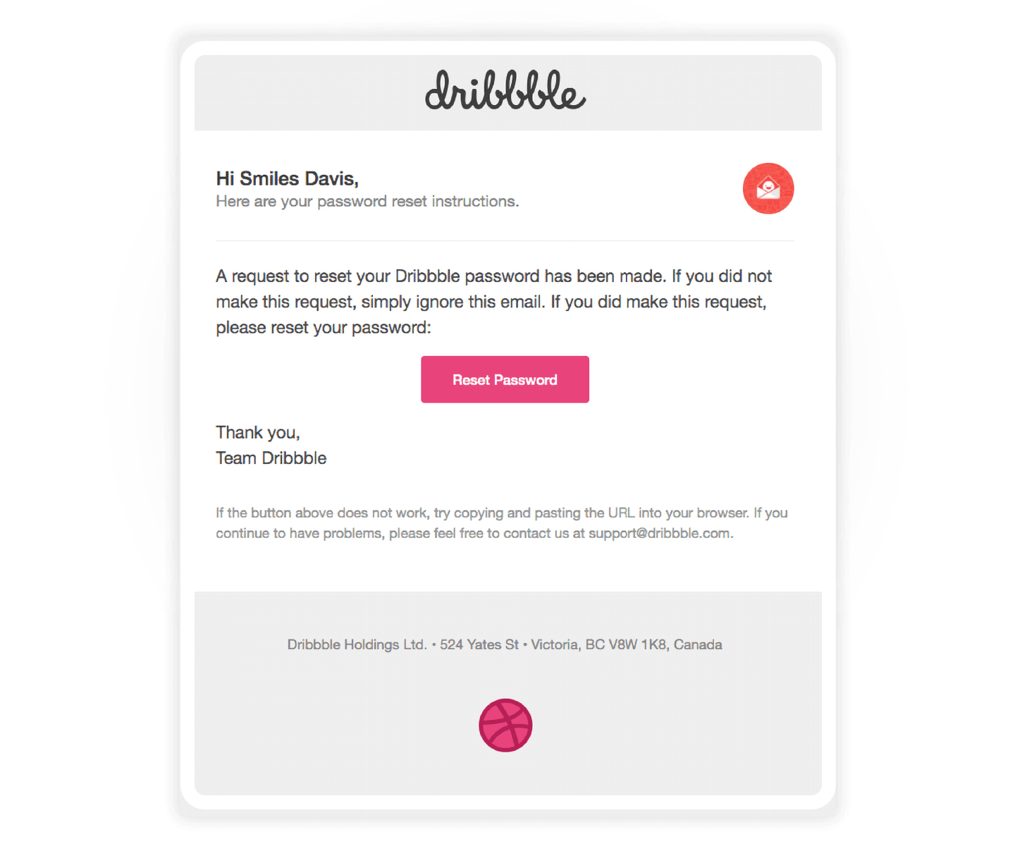 email de restablecimiento de contraseña