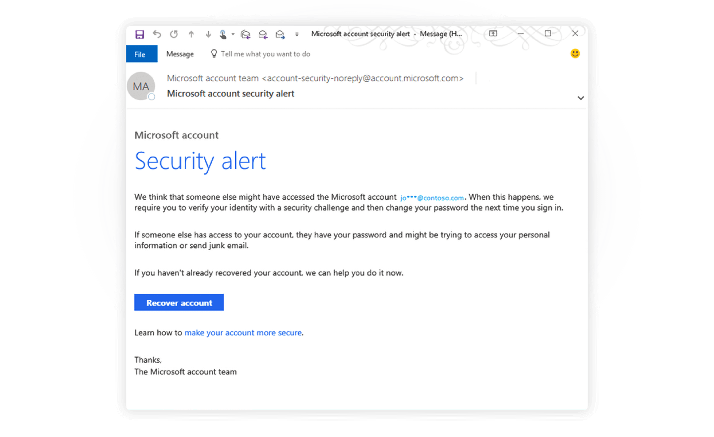 email para alertas de seguridad