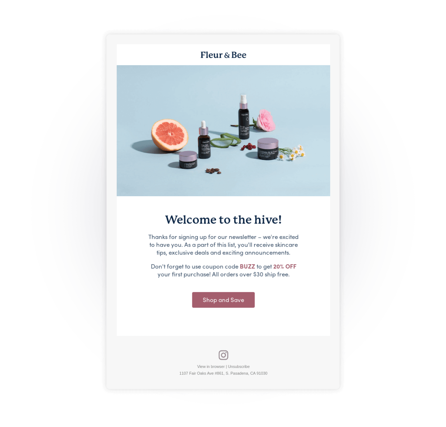 el email de bienvenida puede contener descuentos especiales