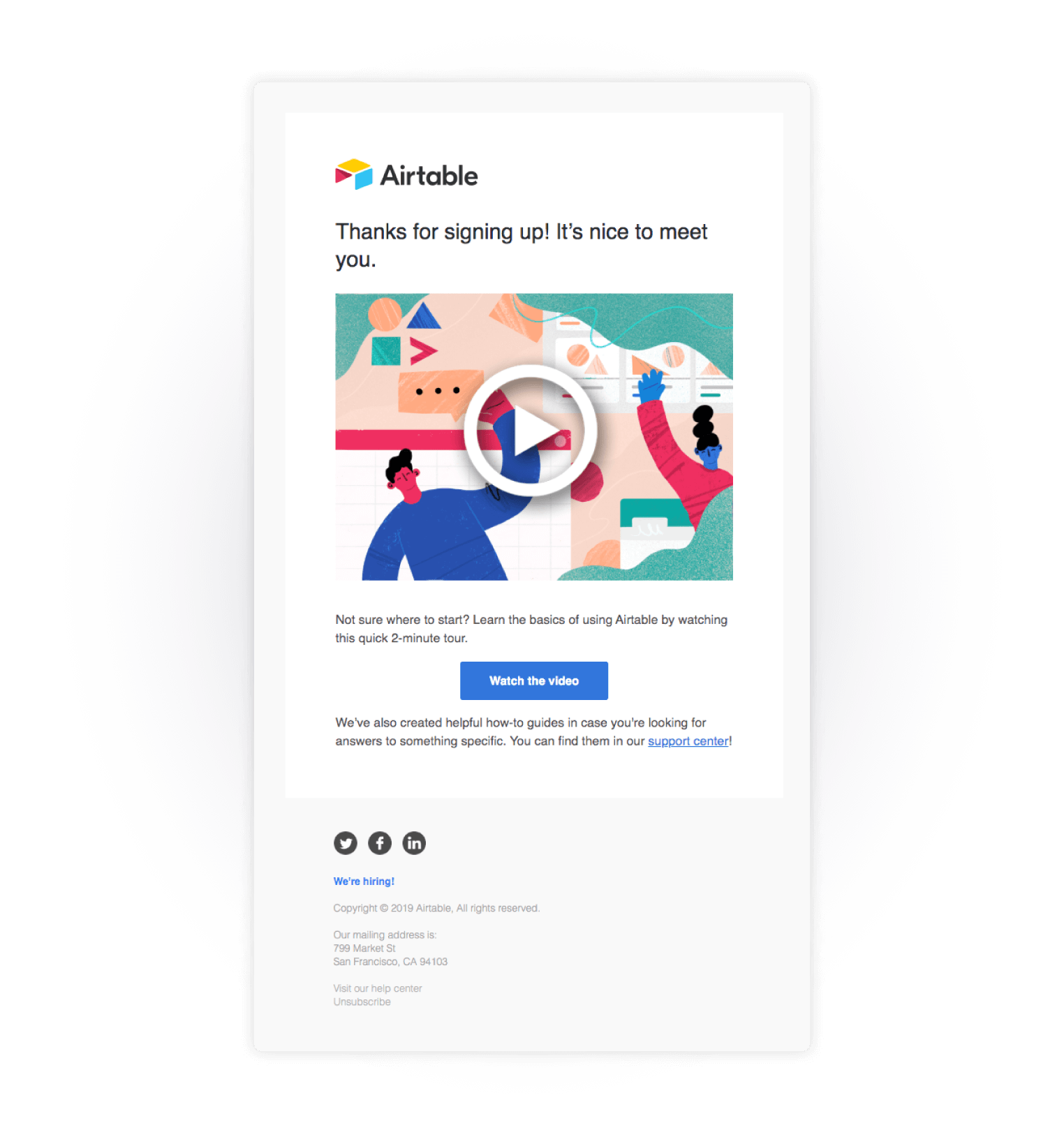 incluya links a un video en el email de bienvenida
