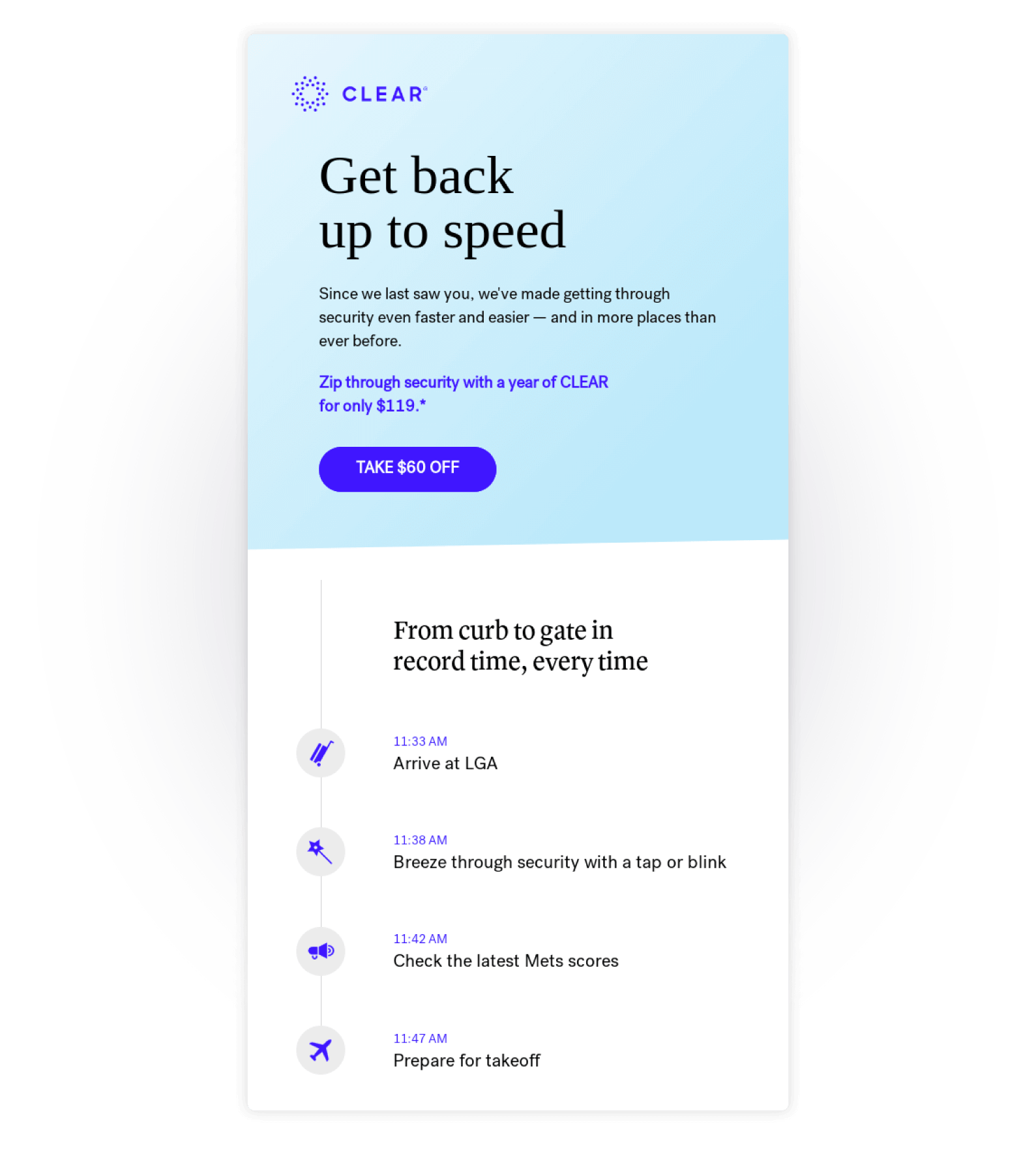 Email de reativação da Clear