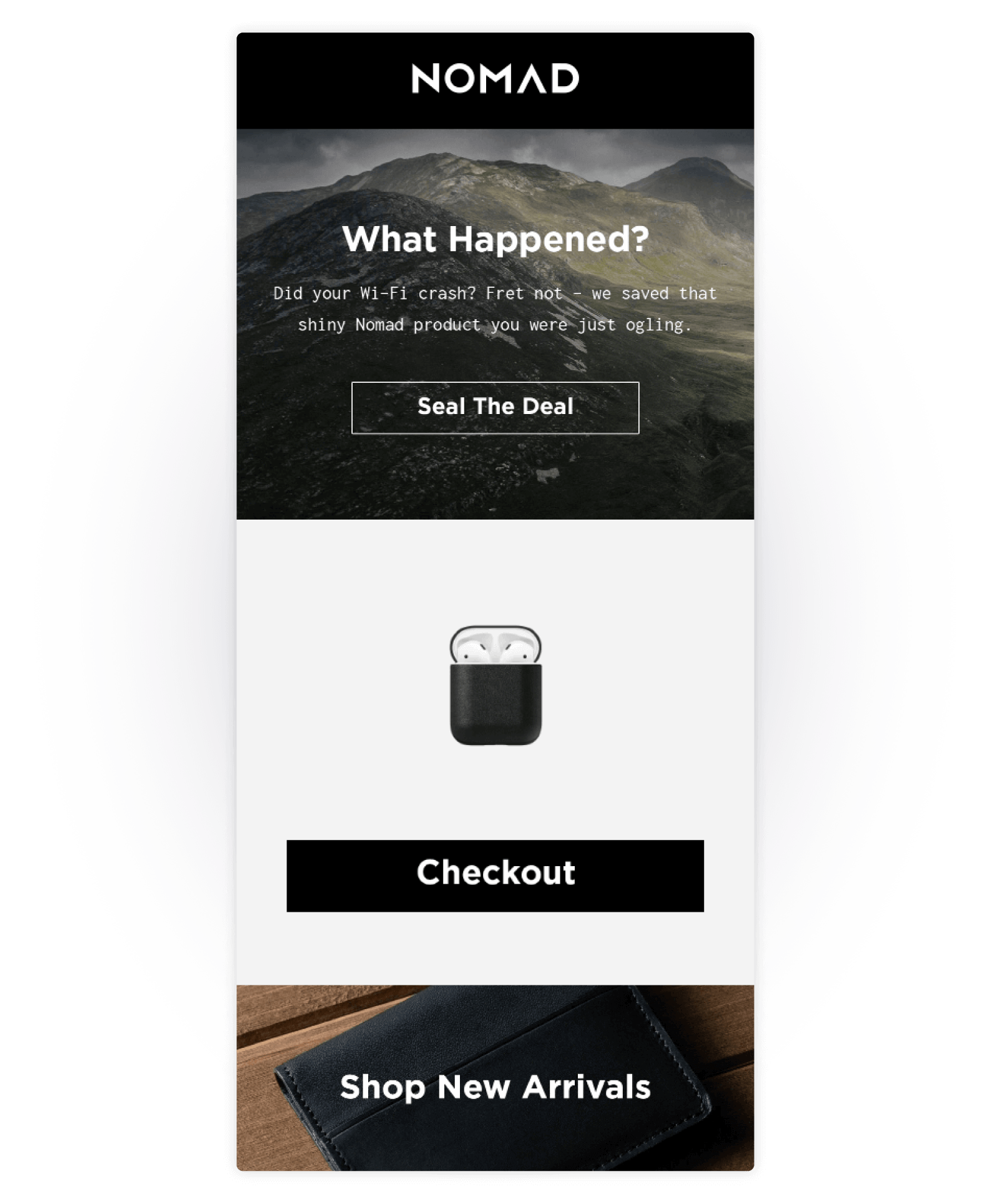 Email de carrinho abandonado da Nomad