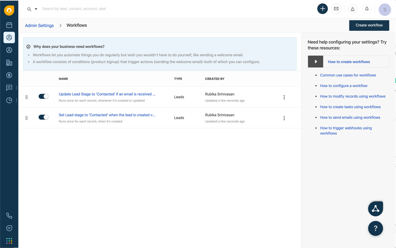 workflow fw crm