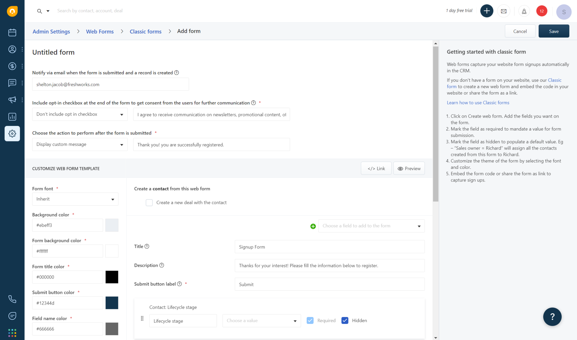 webforms freshworks crm