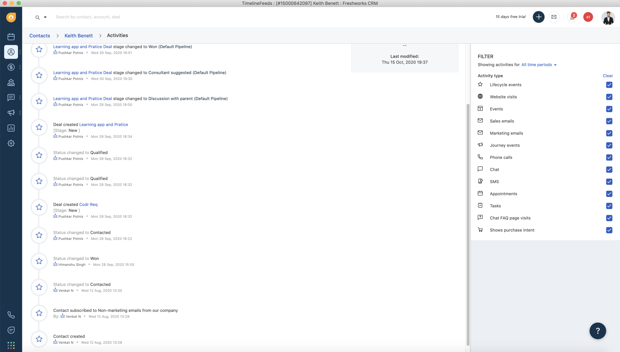 4 activity timeline