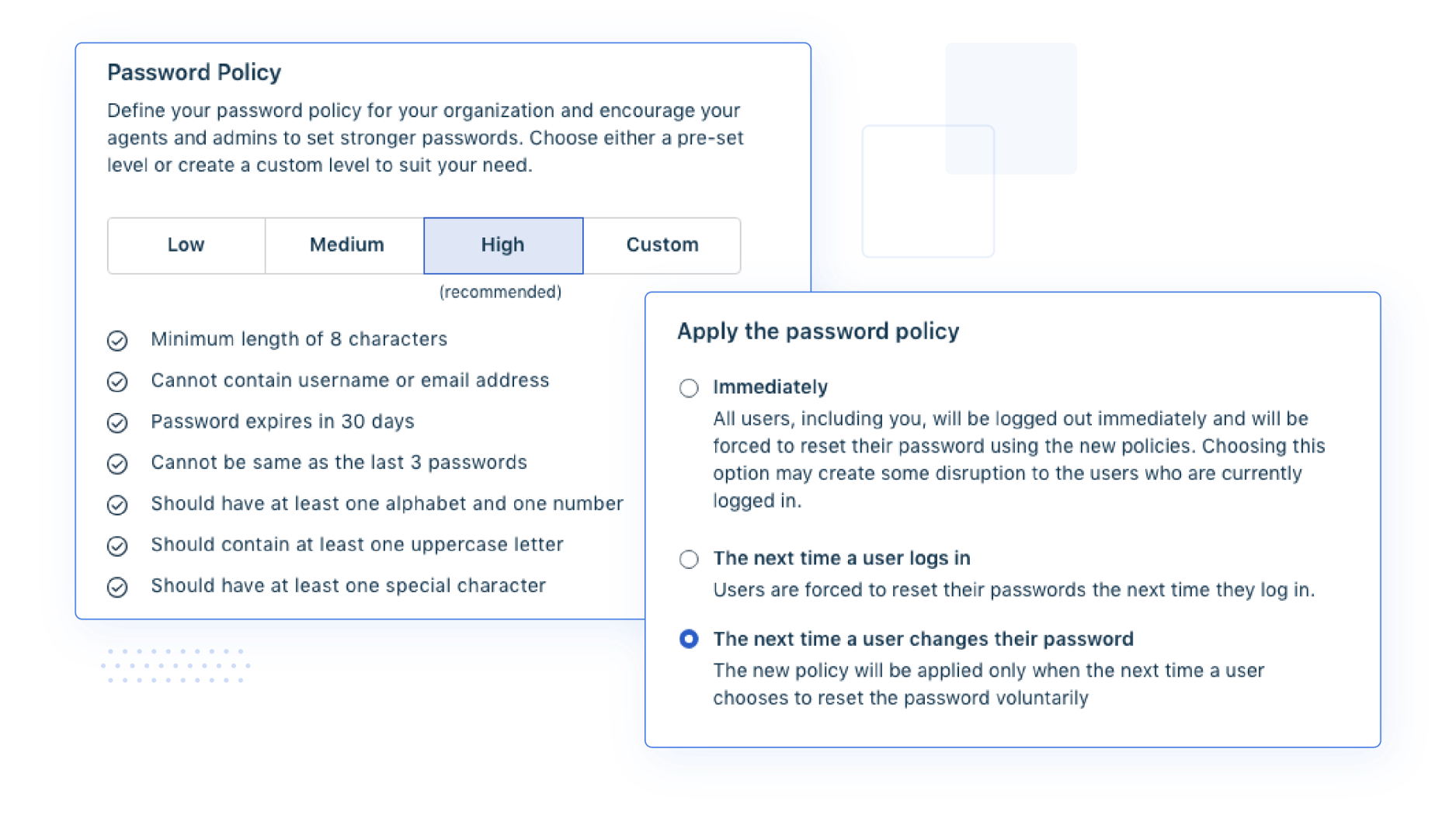 customizable password policy