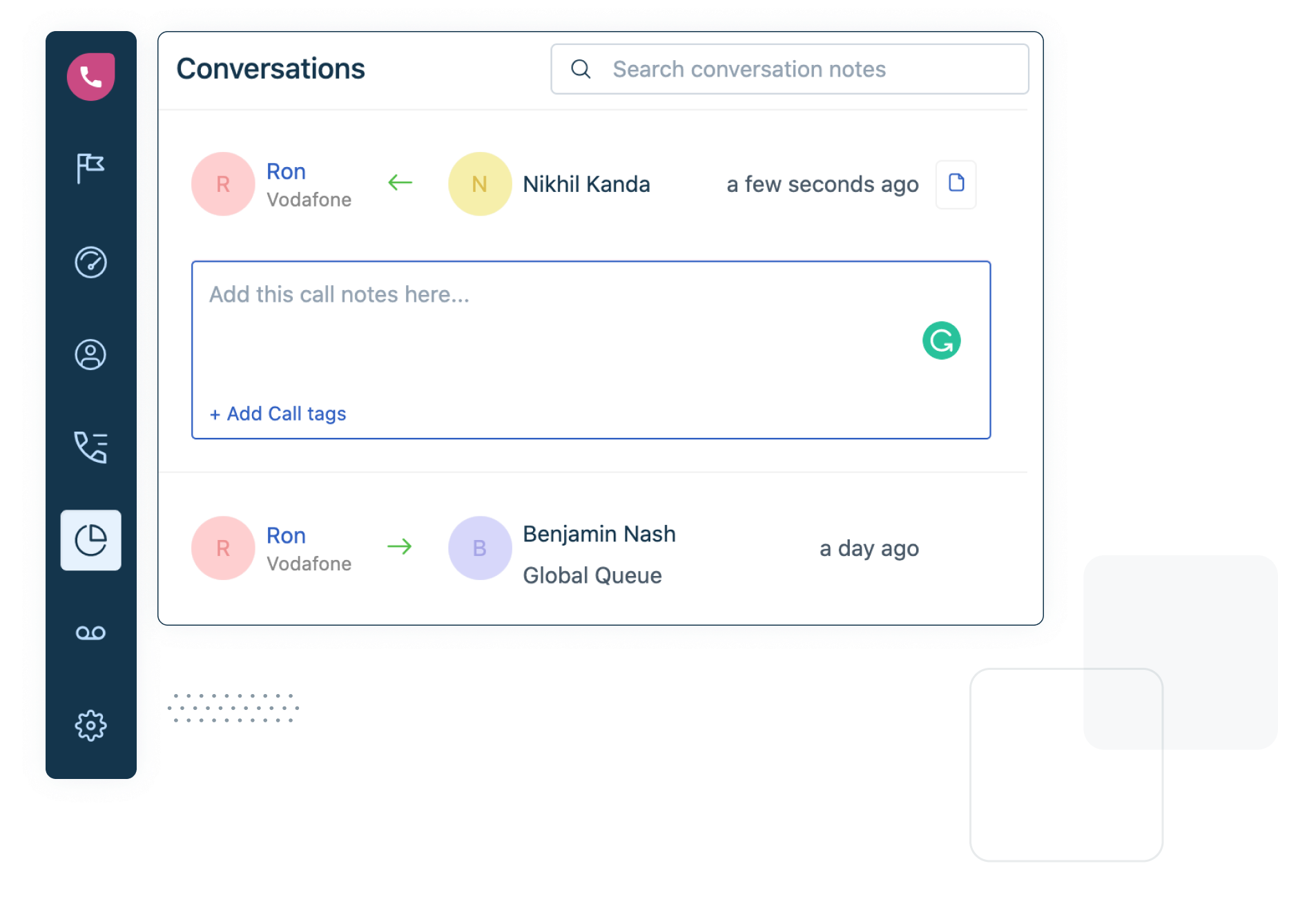 have contextual conversations with call notes