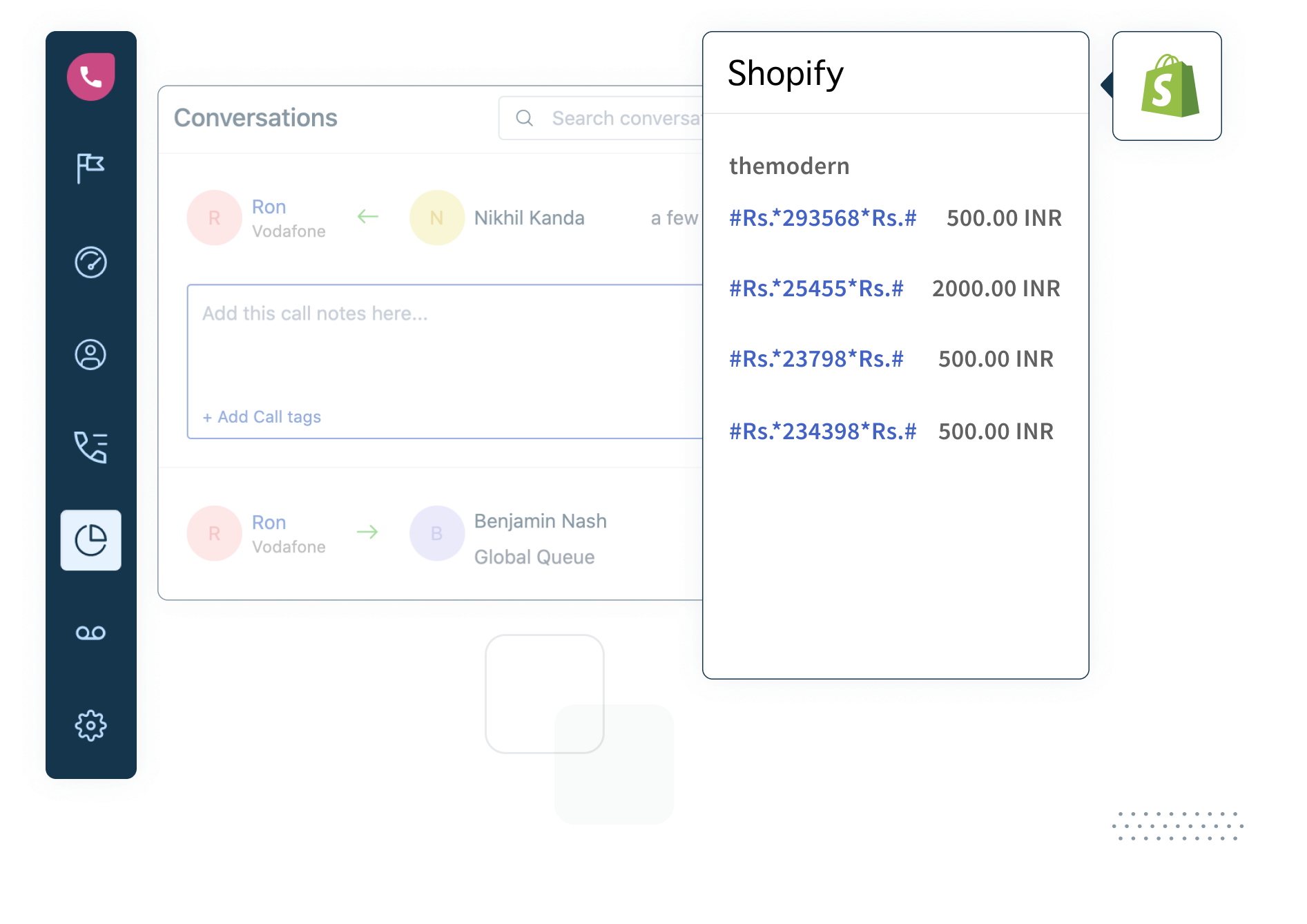 Shopify order details within Freshdesk Contact Center