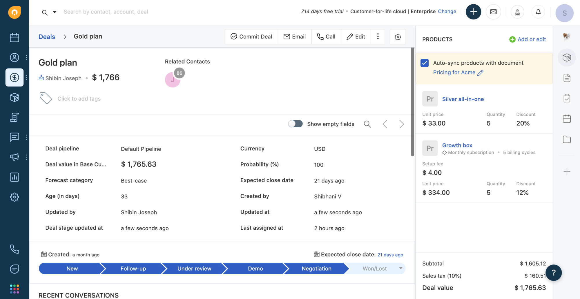 Sync documents with deals