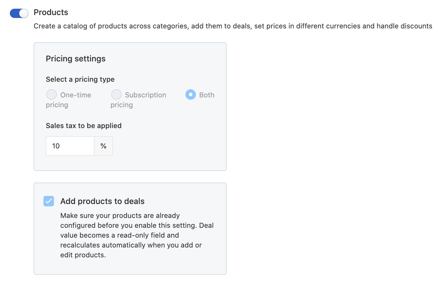 Add products to deals