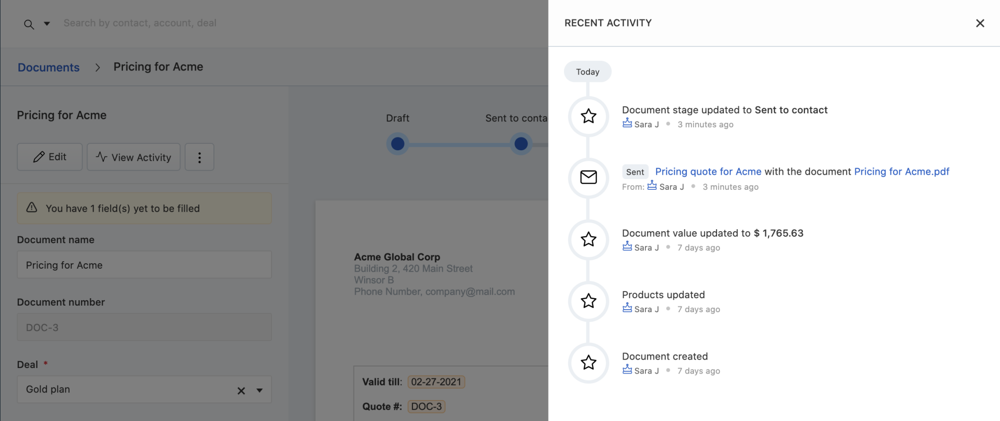 Generating sales document