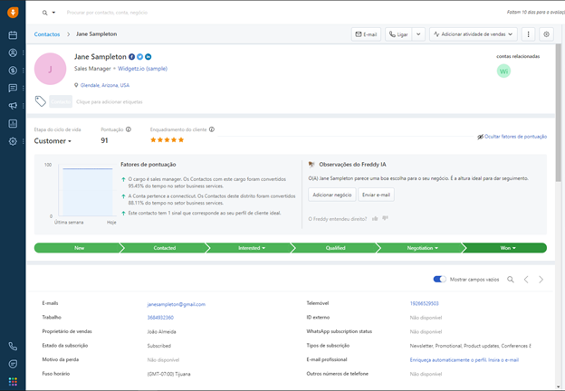 Gestão de contas do CRM B2B