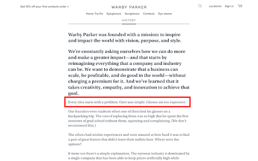 Millennial marketing: Warby parker: invest in storytelling