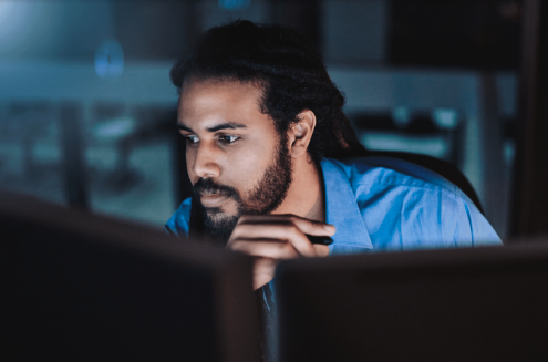 person lookimng at screen