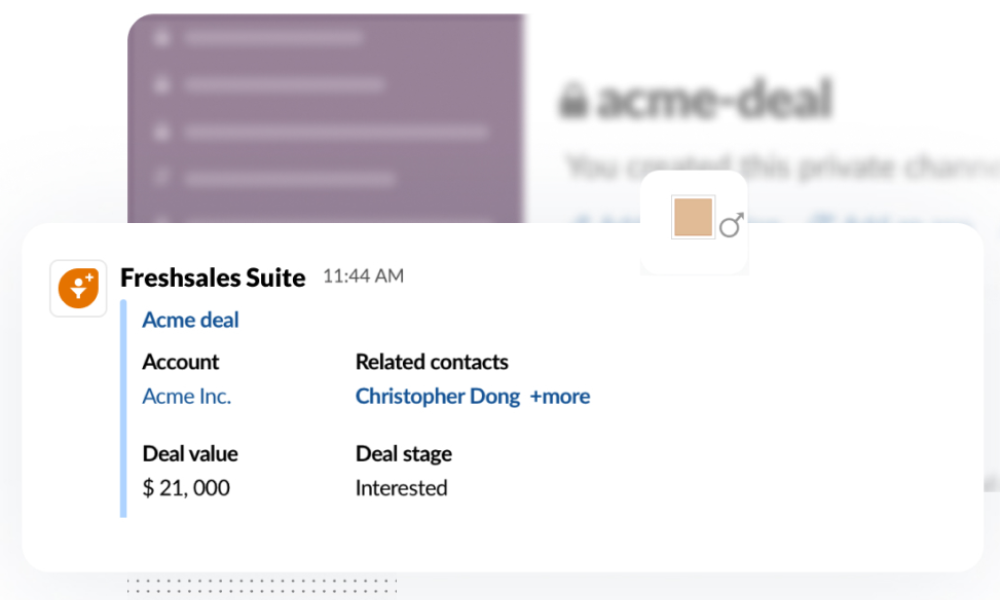 Freshsales Suite Slack Integartion Chat example