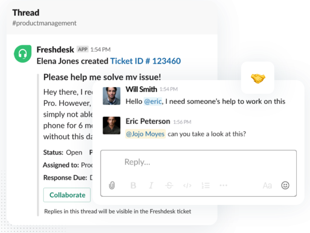 Freshdesk Slack Integartion Chat example