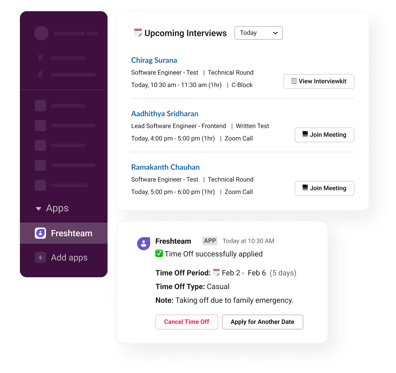 Freshteam slack integration image