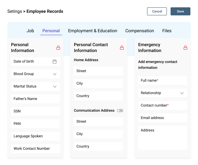 HRIS software features to capture all employee information