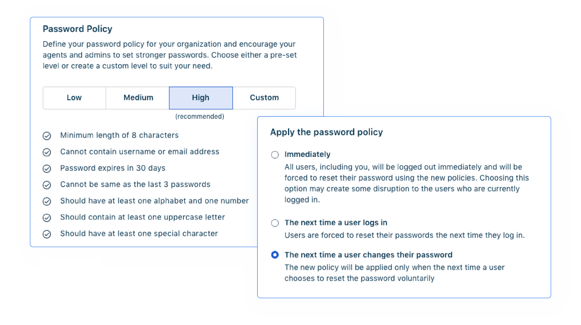 customizable password policy